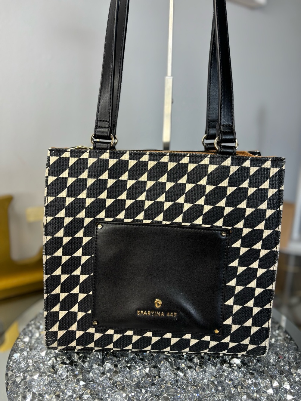 Spartina 449 Black and Cream Geometric Tote